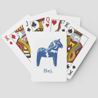 Schwedisch Hej Dala Horse Blue White Template Spielkarten