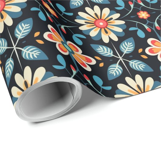 Schwedisch inspiriert Textil Muster Geschenkpapier (Rolleneckpunkt)