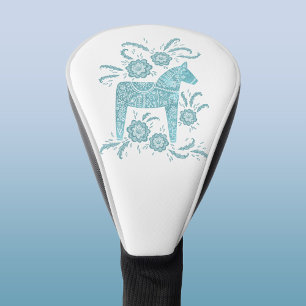Schwedische Dala Horse Aquamarine Kunst des grüne Golf Headcover