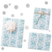 Schwedische Dala Horse Aquamarine Kunst des Grünen Geschenkpapier Set
