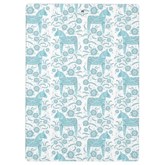 Schwedische Dala Horse Aquamarine Kunst des Grünen Klemmbrett (Rückseite)