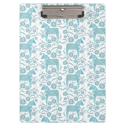 Schwedische Dala Horse Aquamarine Kunst des Grünen Klemmbrett (Vorderseite)