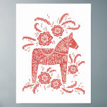 Schwedische Dala Horse Art Poster<br><div class="desc">Ein traditionelles schwedisches Dala Horse Gemälde in Rot und Weiß. Originelle Kunst von Nic Squirrell.</div>