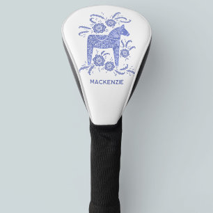 Schwedische Dala Horse Blue Personalisiert Golf Headcover