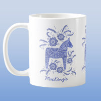 Schwedische Dala Horse Blue Personalisiert