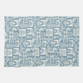 Schwedische Dala Horse Collage in Slate Blue Geschirrtuch (Horizontal)