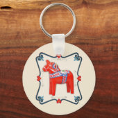Schwedische Dala Horse Folk Kunst Gerahmt Schlüsselanhänger (Vorderseite)
