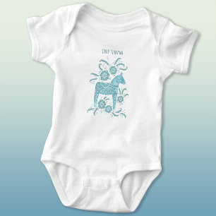 Schwedische Dala Horse Green Tiny Viking Baby Body Strampler