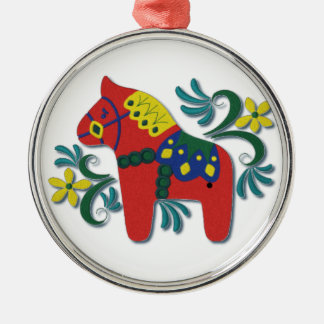 Schwedische Dala Horse Whimsical Silbernes Ornament