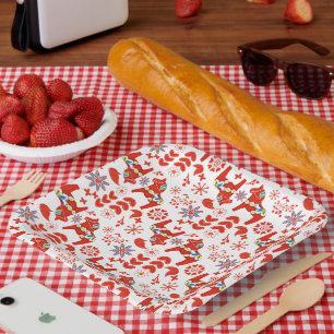 Schwedische Dala-Pferd-Weihnachtsteller Skandina Pappteller