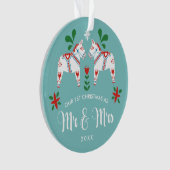 Schwedische Dala Pferde 1. Weihnachten Mr. & Mrs. Ornament (Vorderseite)