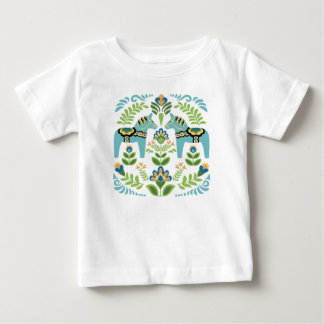 Schwedische Dala Pferde Aquamarin Baby T-shirt