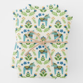 Schwedische Dala Pferde Aquamarin Geschenkpapier Set (Beispiel)