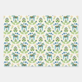 Schwedische Dala Pferde Aquamarin Geschenkpapier Set
