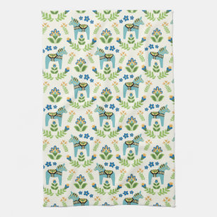 Schwedische Dala Pferde Aquamarin Geschirrtuch