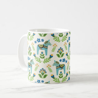 Schwedische Dala Pferde Aquamarin Kaffeetasse