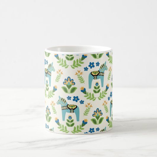 Schwedische Dala Pferde Aquamarin Kaffeetasse (Mittel)