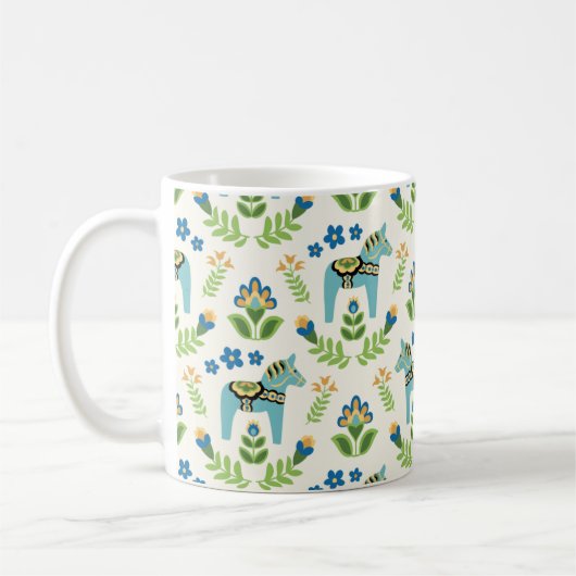 Schwedische Dala Pferde Aquamarin Kaffeetasse (Links)