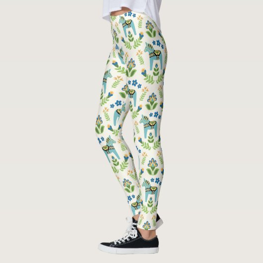 Schwedische Dala Pferde Aquamarin Leggings (Links)