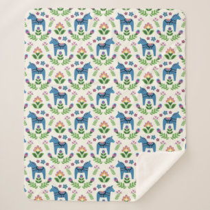 Schwedische Dala-Pferde Blau Sherpadecke