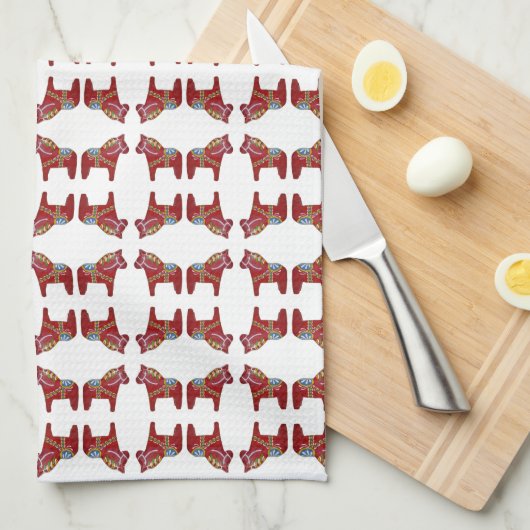 Schwedische Dala Pferde Geschirrtuch (Viertel Falte)