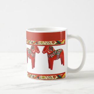 Schwedische Dala Pferde mit Weihnachten Folkloreku Kaffeetasse