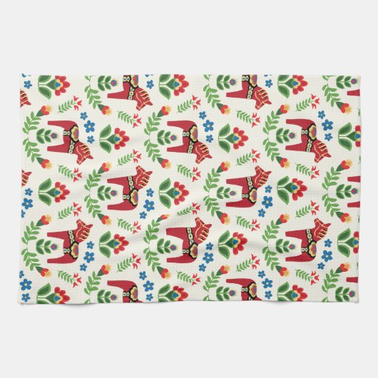 Schwedische Dala Pferde Red Geschirrtuch (Horizontal)