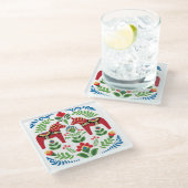 Schwedische Dala Pferde Red Glasuntersetzer (Schrägansicht)