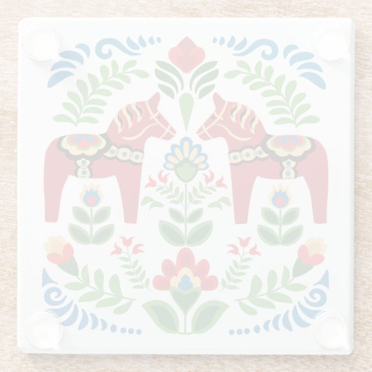 Schwedische Dala Pferde Red Glasuntersetzer (Rückseite)