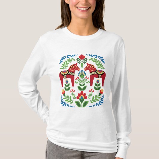 Schwedische Dala Pferde Red T-Shirt (Vorderseite)