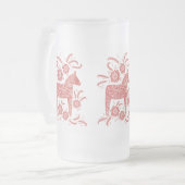 Schwedische Dala Pferde rot und weiß Mattglas Bierglas (Vorderseite Links)