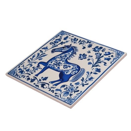 Schwedische Dalapferd Blau-Weiße Keramik im Nouvea Fliese (Seite)