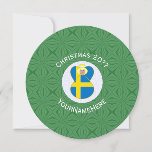 Schwedische-Engel-Flagge Weihnachten Personalisier Einladung (Vorderseite)