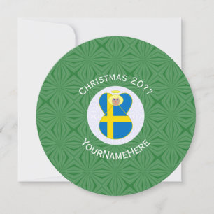 Schwedische-Engel-Flagge-Weihnachten Personalisier Einladung