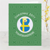 Schwedische Engel-Weihnachtsfahne Personalisiert Karte (Gelbe Blume)