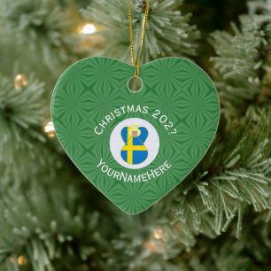 Schwedische Engel-Weihnachtsflagge Personalisiert  Keramik Ornament
