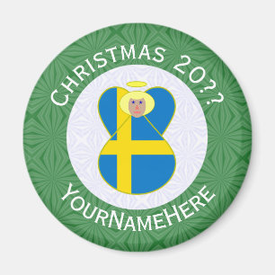Schwedische Engel-Weihnachtsflagge personalisiert Magnet