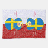 Schwedische Engelflagge: Rot und Personalisiert Geschirrtuch (Horizontal)