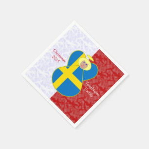 Schwedische Engelsflagge auf Rot und Weiß Personal Serviette