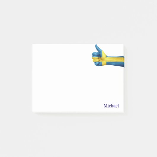 Schwedische Flagge auf der Hand Post-it Klebezettel (Vorderseite)