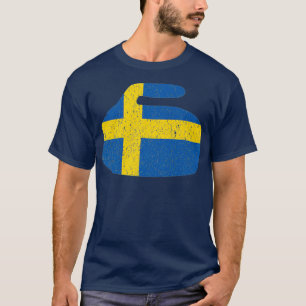 Schwedische Flagge Curling Rock Schwedische Curlin T-Shirt