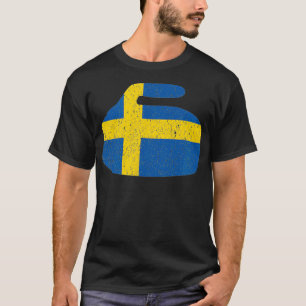 Schwedische Flagge Curling Rock T-Shirt