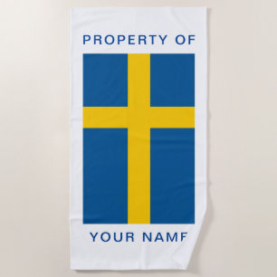 Schwedische Flagge des personalisierten Badetuchs Strandtuch