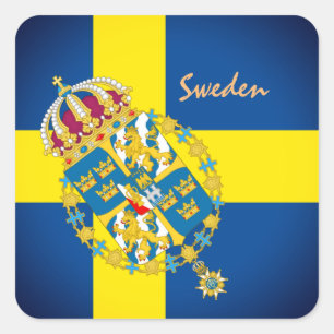 Schwedische Flagge, Emblem & Schweden Feiertag / S Quadratischer Aufkleber