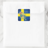 Schwedische Flagge, Emblem & Schweden Urlaub / Spo Quadratischer Aufkleber (Tasche)