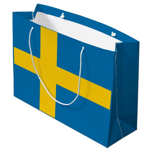 Schwedische Flagge Große Geschenktüte (Rückseite Schrägansicht)