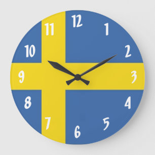 Schwedische Flagge Große Wanduhr