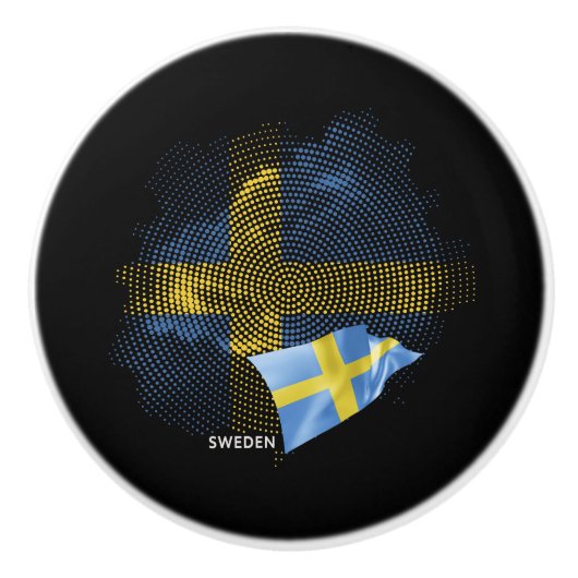 Schwedische Flagge Keramikknauf (Vorderseite)