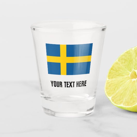 Schwedische Flagge kundenspezifischen Trinkens Schnapsglas (Vorderseite)
