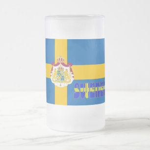 Schwedische Flagge Mattglas Bierglas